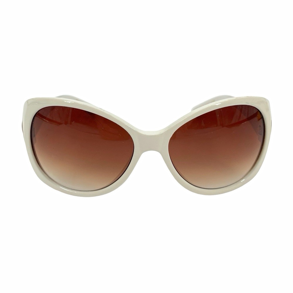 Steve Madden WHAN Oval Sunglasses White Plastic Frame Brown Gradient Lens UV400